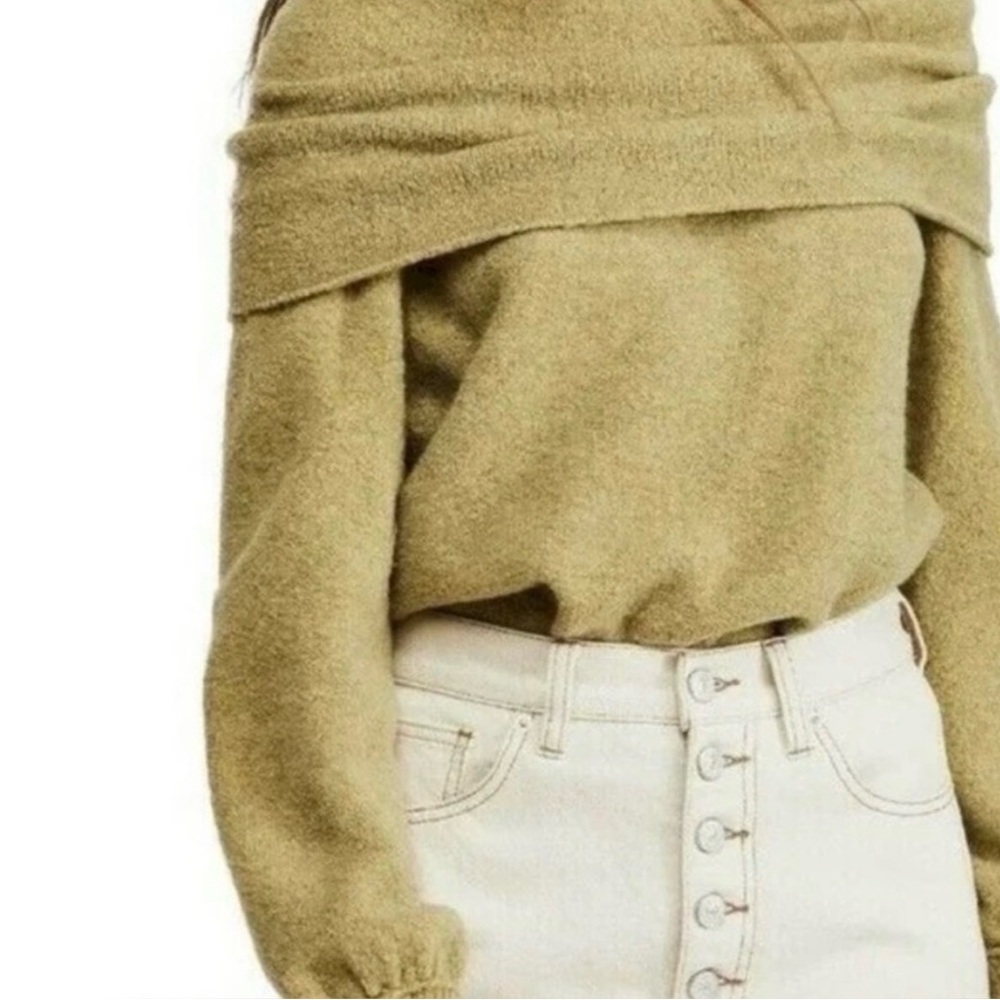 FREE PEOPLE S WOMENS ECHO PULLOVER SWEATER FOLED NECKLINE RIBBED CUFF & HEM NWOT